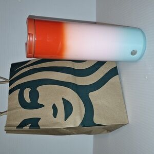 STARBUCKS Orange, Pink, Teal Ombré 20oz. Travel Tumbler